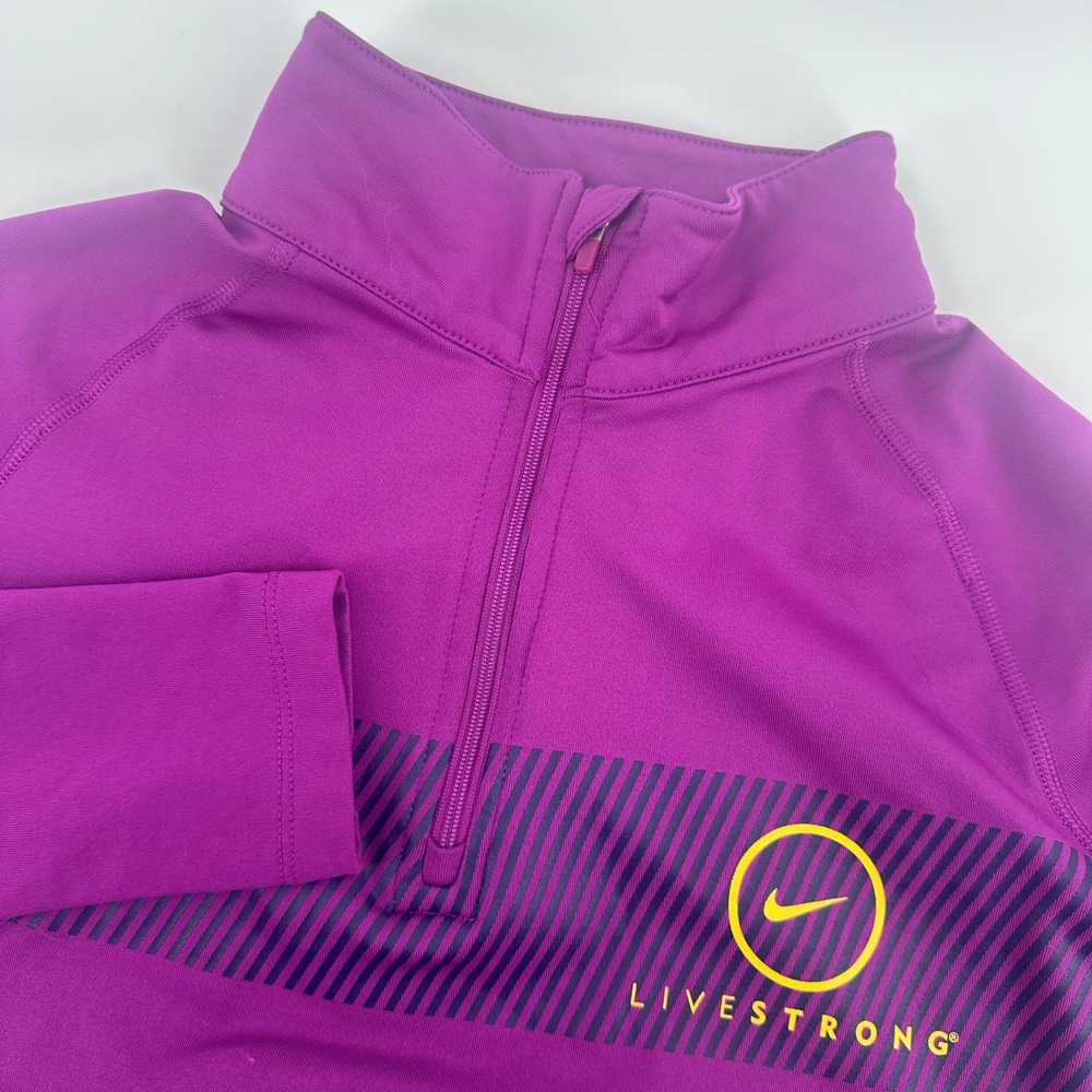 Nike Livestrong Pullover Women Large Purple Dri-FIT Pro Combat Half Zip Active